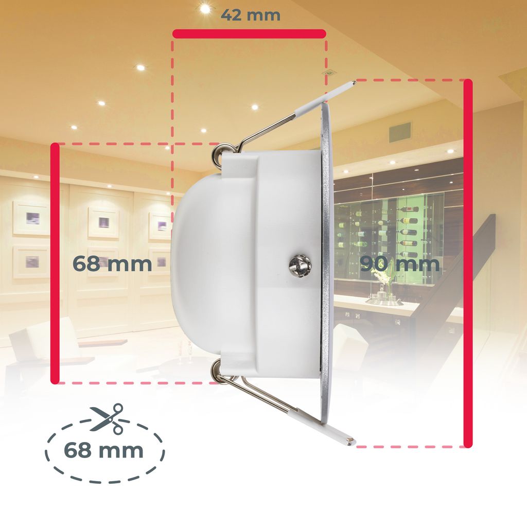 Einbaustrahler 68mm 6er Set - 230V. 4.9W. 480lm. LED. IP65. warmweiß. silberfarbig 4