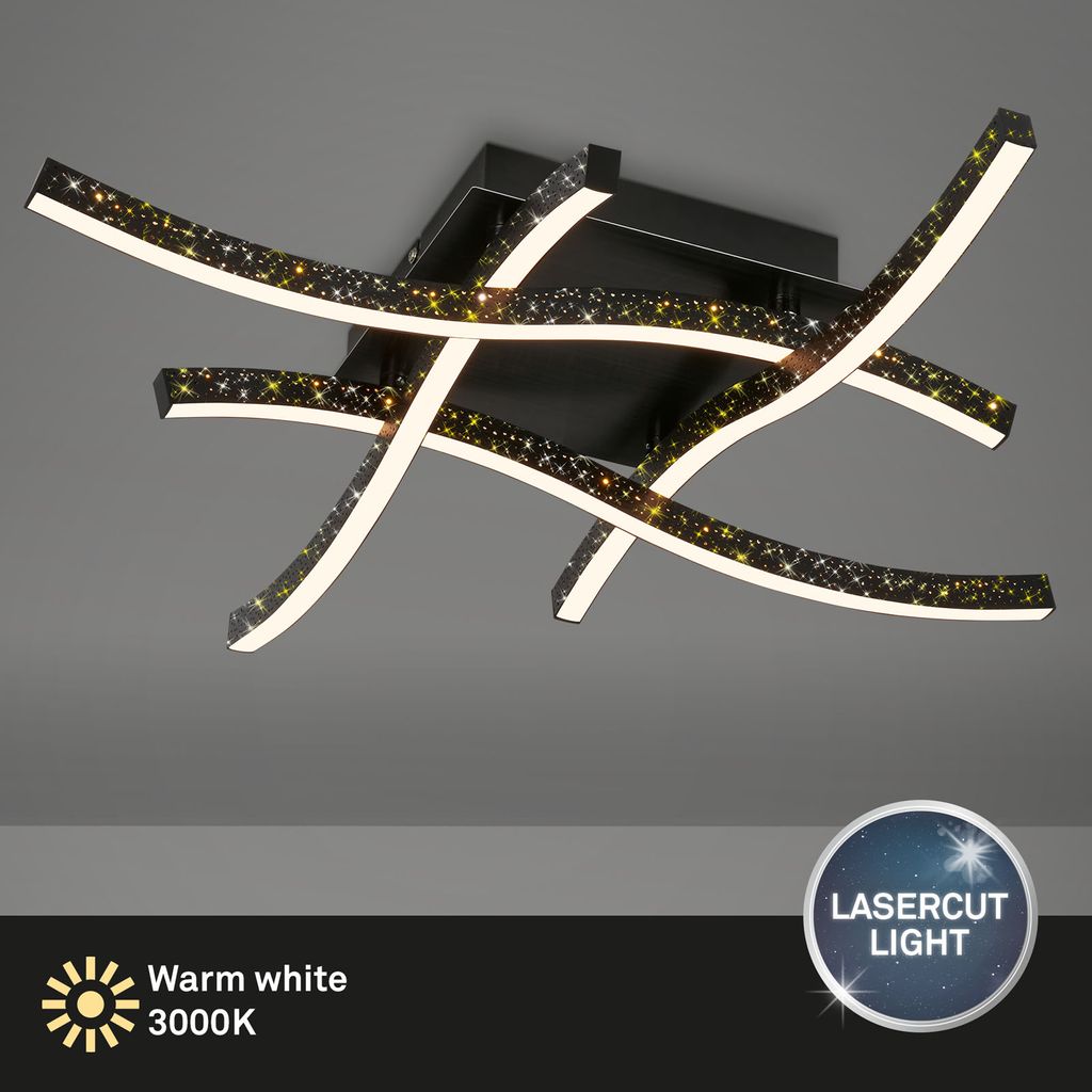 Briloner Leuchten REY - Wand-& Deckenleuchte - 3718045 - Glitzereffekt durch Laserlochoptik - 24W ? 2800 lm - Warmweiß 3000K - 64.5 x 64.5 x 10 cm 2