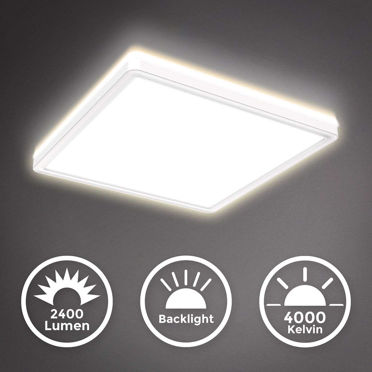 B.K.Licht LED Panel dimmbar eckig weiß BKL1311